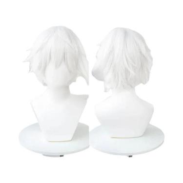 Imagem de Peruca Branca Fofa De Anime Kaneki Ken Para Cosplay Com Tapa-Olho, Cab