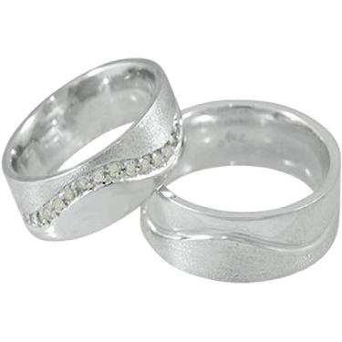 Imagem de Aliança De Prata 950 De Compromisso Quadrada