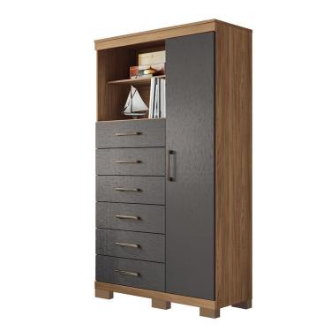 Imagem de Multi-cômoda Marabá 1.6 1 Porta E 6 Gavetas Jatobá-grafite Com Pés - Santos Andirá Jatobá-grafite