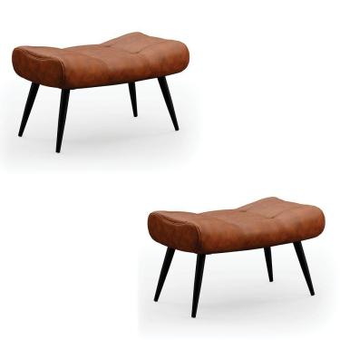 Imagem de Kit 02 Puffs Sher Corano Nozes Pés Palito De Ferro - D'Rossi