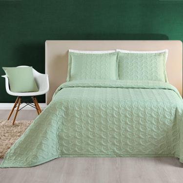 Imagem de Cobre Leito 200 Fios Bordado ágata Queen 03 Peças - Verde