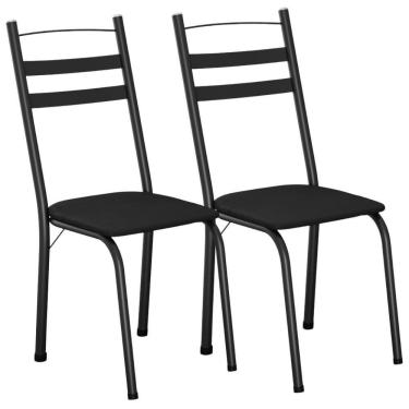 Imagem de Kit 2 Cadeiras Tubular America 061 Preto Assento Preto Artef