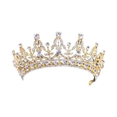 Imagem de Tiaras De Casamento Em Cristal Dourado, Coroas De Noiva Com Strass Par