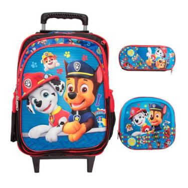 Imagem de Kit Mochila Infantil Menino Rodinha + Lancheira E Estojo - Plike