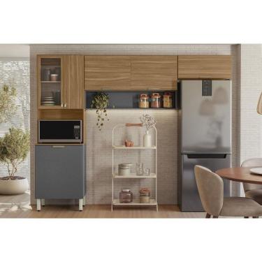 Imagem de Kit De Cozinha Compacta Alba C- 6 Portas E 1 Nicho 250cm Amendola-grafito Prime Tx - Demóbile