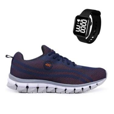 Imagem de Tênis Masculino Leve para Corrida e Caminhada + Relógio Quadrado - Conforto e Performance.-Masculino