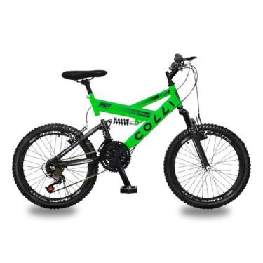 Imagem de Bicicleta aro 20 colli gps v-brake suspensão full verde neon 15