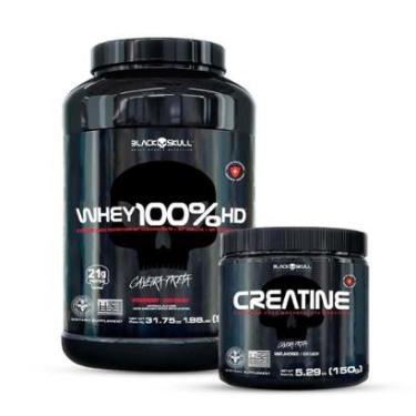 Imagem de Combo Whey 100% HD 900g e Creatina Pura 150g Black Skull-Unissex