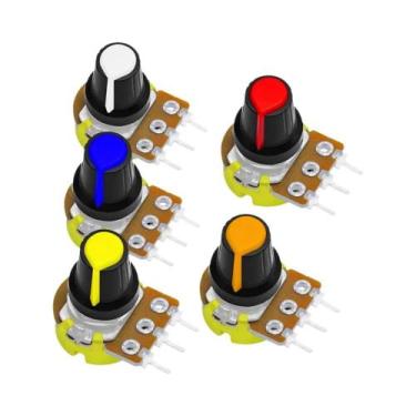 Imagem de Potenciômetro Rotativo Linear De 3 Pinos 15mm 5 Conjuntos WH148 1K-500