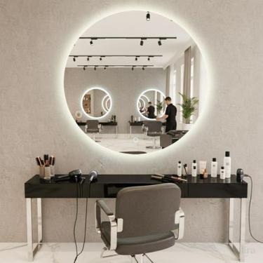 Imagem de Espelho Redondo Emoldurado Led Touch Luxo 80cm Mr-bh005 Alira Home