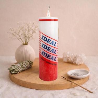 Imagem de Vela 7 Dias Branca e Vermelha Ideal Bicolor  Amor, União e Equilíbrio 