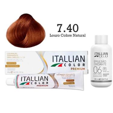 Imagem de Coloração 7.40 Louro Cobre Natural Oxi 06 Volumes 90ml  Itallian Color