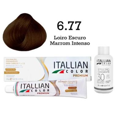 Imagem de Kit Coloração Itallian Color 6.77 Louro Escuro Marrom Intenso + Oxi 30