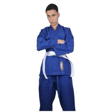 Imagem de Kimono Jiu-Jitsu Judô Adulto Reforçado Azul 1 Fit, A4, Azul