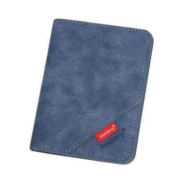 Imagem de Carteira Masculina Slim De Couro PU Com Porta-Cartões, Clipe Para Dinh