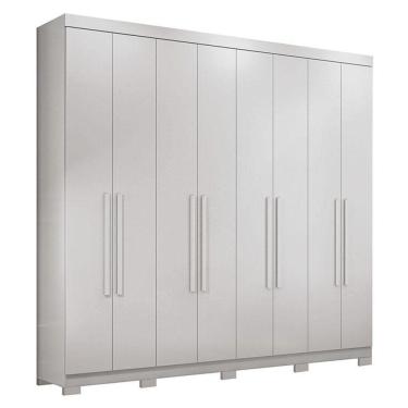 Imagem de Guarda Roupa Casal 8 Portas 4 Gavetas Master New Branco Brilho Com Pés - Santos Andirá