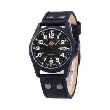 Imagem de Relógio De Pulso Masculino Com Pulseira De Couro, Relógio De Quartzo C