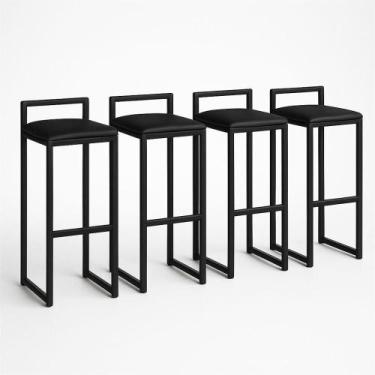 Imagem de Kit 4 Banqueta material sintético Balcão Industrial Cozinha Gourmet Ba