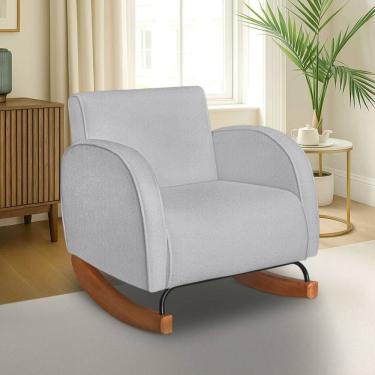 Imagem de Poltrona Com Base Balanço Em Tecido Bouclé Cindy – Lucadi Cinza