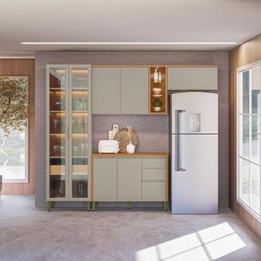 Imagem de Cozinha Modulada Allure Linea Brasil 4 Peças MDF com Cristaleira LED A