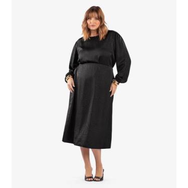 Imagem de Saia Midi Feminina Evasê Plus Size Secret Glam Preto, Plus G4, Preto