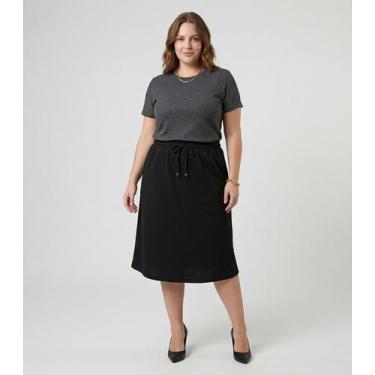Imagem de Saia Midi Com Bolso Plus Size Secret Glam Preto, Plus G1, Preto