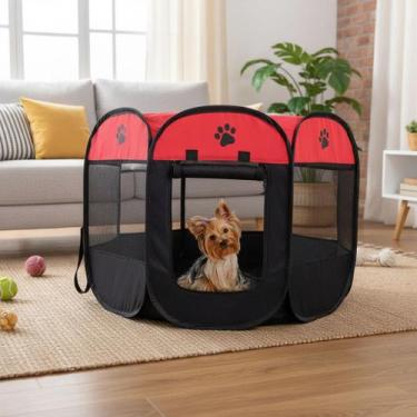 Imagem de Cercado Portátil Dobrável Pet Espaço Seguro Casinha Cachorro Gato Fáci