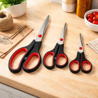 Imagem de Tesouras Multiuso Para Papel Tecido E Cozinha - Kit Com 3 - Yeet