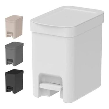 Imagem de Lixeira Banheiro Cozinha 6 Litros Com Pedal Trium Ou, Branco