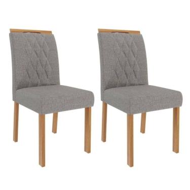 Imagem de Kit 2 Cadeiras Estofadas Madeira Tauari 20221 Linho MOLCI