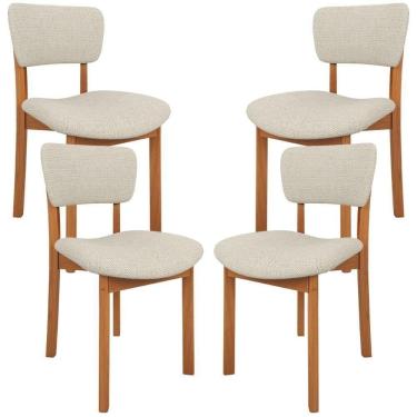 Imagem de Kit 4 Cadeiras Para Sala De Jantar Cozinha Living Estofada Dara L02 Linho Champagne - Lyam Decor