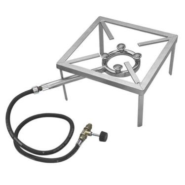 Imagem de Fogareiro 1 Boca Quadrado para Uso em Local Aberto com 4 Caulins Aquecimento Uniforme Preto Papaléguas Universo do Lar