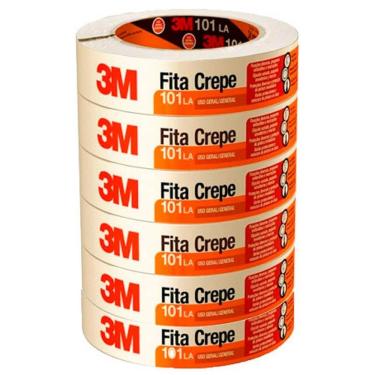 Imagem de Fita Crepe Uso Geral 18mm X 50m Pacote com 6 Rolos para Pintura Marcação e Fixação Temporária Alta Resistência Fitá