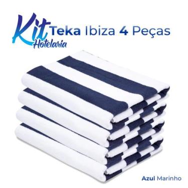 Imagem de KIT-Toalha de Piscina Hotel Ibiza Azul Marinho Profiline 4 Peças Banhã