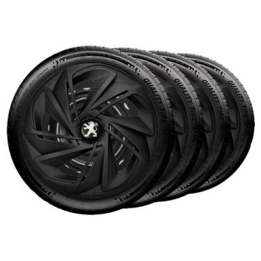 Imagem de Jogo 4 Calota Nitro Aro 14 Preta Fosca Peugeot 206 207 208 307 - Elitt