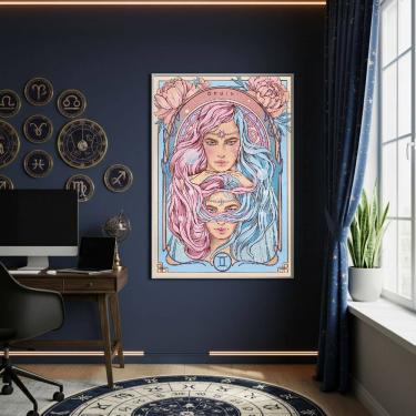 Imagem de Quadro Decorativo Arte Mulher De Gêmeos 70x50cm Mold Preta