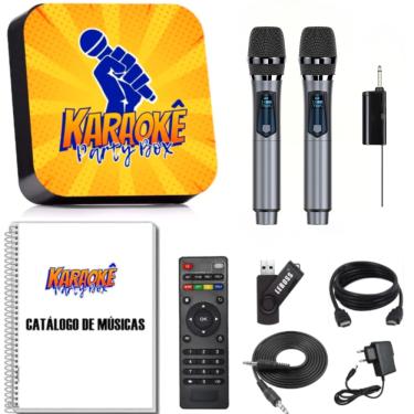 Imagem de Karaoke Party Box Azul +2 Mic Sem Fio +de 2000 Músicas +Catalogo Impresso (Com Pontuaçã...