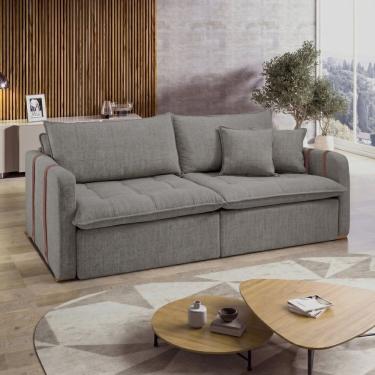 Imagem de Sofá Cama Retrátil e Reclinável 2 Lugares Pés Madeira Maciça 200Cm Michigan Yescasa Cinza