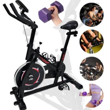 Imagem de Bicicleta Ergometrica Spinning Musculação Até 120kg E 2 Halter 2Kg - G