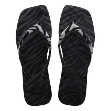 Imagem de Chinelo Havaianas Slim Square Velvet Quadrada  Veludo, Preto zebra, 39