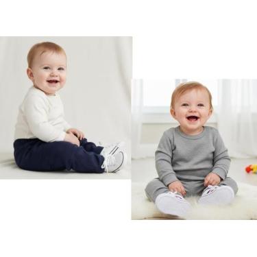 Imagem de Kit com 3 calças em moletom grossa para bebê M 2 a 5 meses - Molekada,