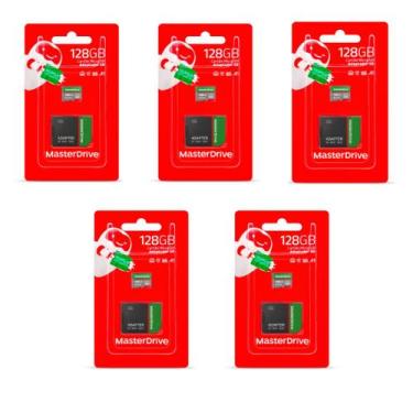 Imagem de Kit com 5 cartão de memoria 128gb masterdrive class 10 usb 2.0 com ada