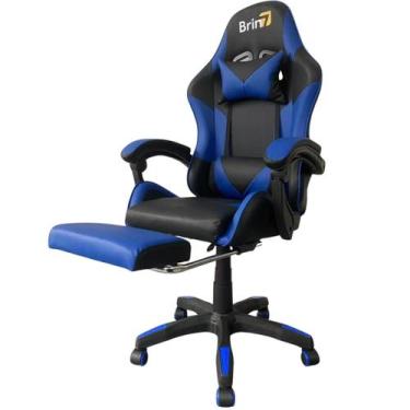 Imagem de Cadeira Gamer Ergonômica BRIN7 B7008 Ajustes Azul e Preto para Escritó