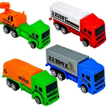 Imagem de Kit 04 Caminhões Mini Brinquedos Veiculos Profissão - Carrinho Carro K
