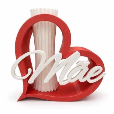 Imagem de Presente Dia das Mães Vaso Decorativo com Coração Mãe Cor:Vermelho - A