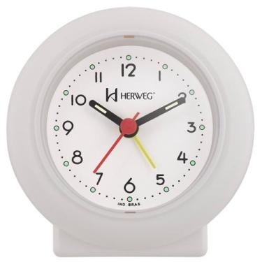 Imagem de Despertador Analógico Quartzo Herweg 2611 021 Branco