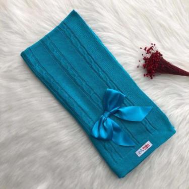 Imagem de Manta Bebe Trico Laço Removível Trança Maternidade Tricot - Mimo da Ce