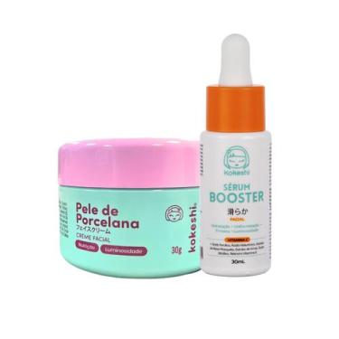 Imagem de Kit Skincare Facial Kokeshi Sérum Booster e Creme Pele de Porcelana - 