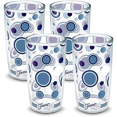 Imagem de Tervis Feito nos EUA, copo térmico de parede dupla Fiesta mantém as bebidas frias e quentes, 473 g - 4 peças, lápis Dots