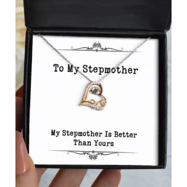 Imagem de SpreadPassion Colar fofo de madrasta Love Dancing Necklace My Stepmother is Better Than Yours, presentes para mãe, presente de filha, para madrasta